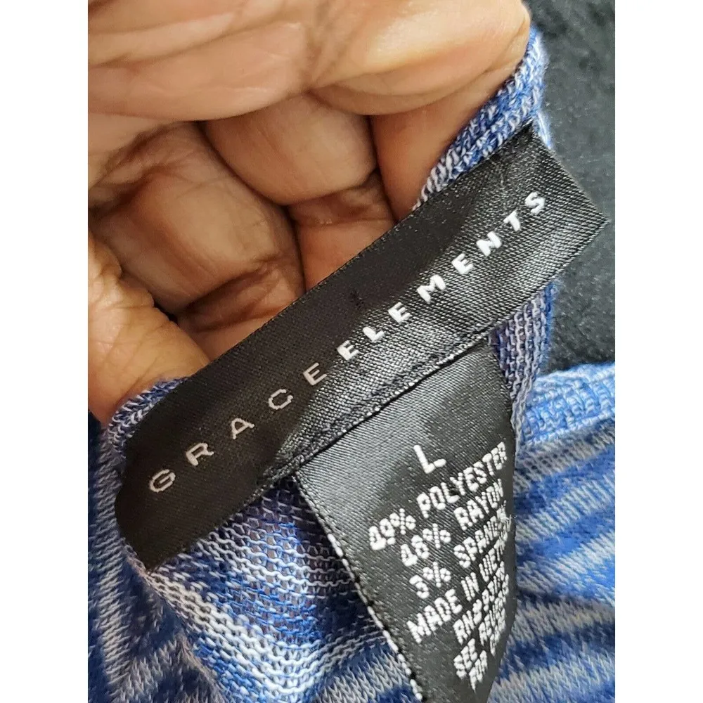 Grace Elements Women's Blue Polyester Round Neck Long Sleeve Knee Length Dress L - Image 9