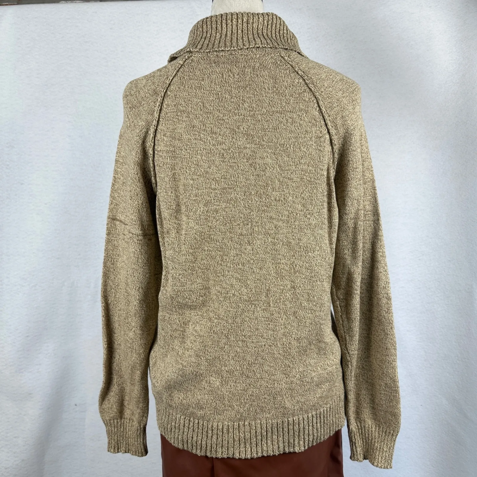 Karen Scott Tan Speckled Knit Turtleneck Sweater Women's Large Neutral Casual - Image 3