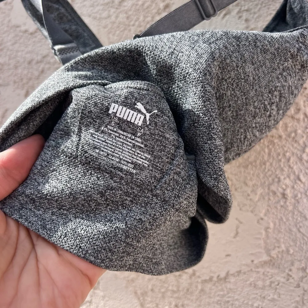 Puma SM grey logo thick stretch sports bra - Image 2
