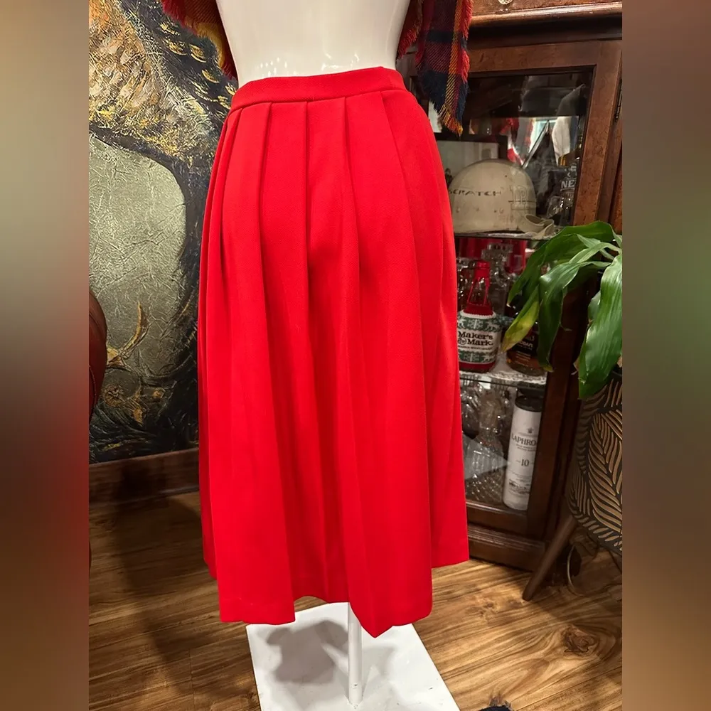NWT VINTAGE KOKO KNITS RED PLISSE MIDI SKIRT ELASTIC WAIST Size 12 - Image 5