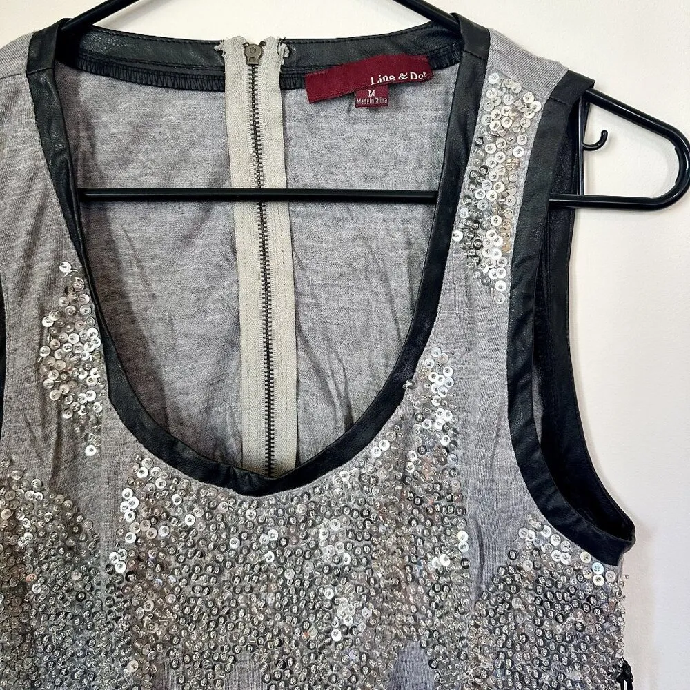 NWT Line & Dot Revolve Sequined Tank Top - Size: Medium - Image 3