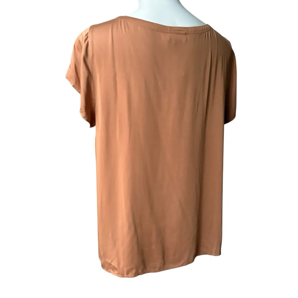 NWT PURE JILL J JILL Lenzing Ecovero Short Sleeve Top in Saffron, Sz L Brown Size L - Image 5