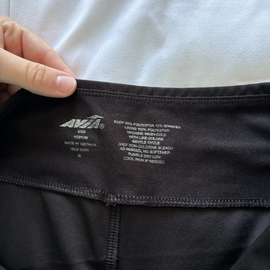 Avia Womens Size Medium Black Blue Spandex Shorts Volleyball Running Training - Image 4