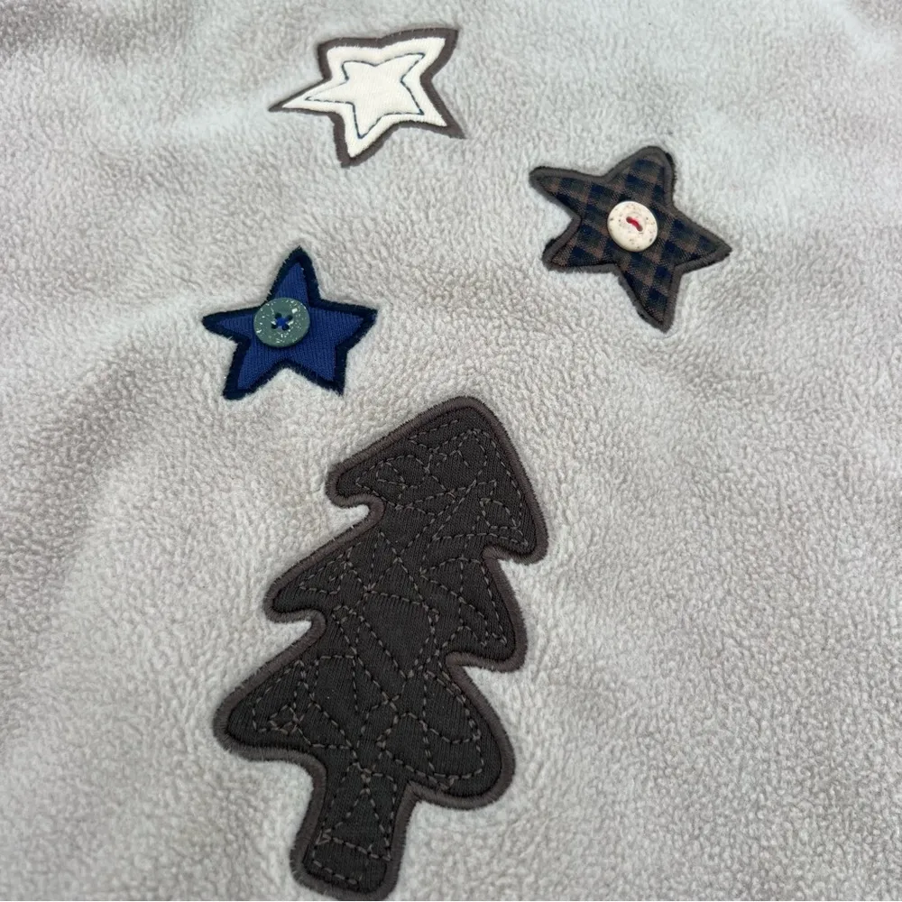 VTG Christopher & Banks Fleece Woodland Winter Christmas Beige Vest Appliqué L - Image 10