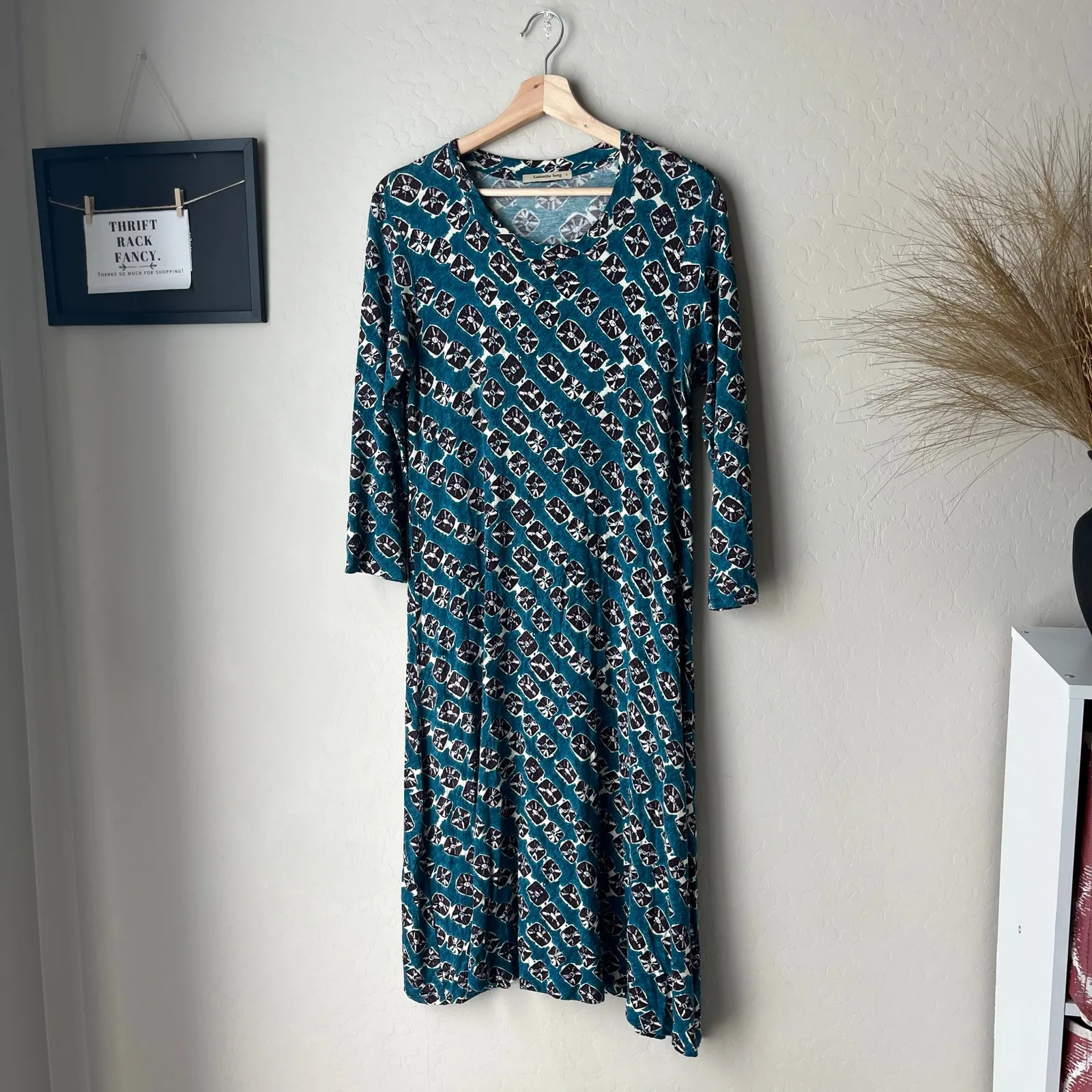 Samantha Sung Dress Long Sleeve‎ Graphic Print Knee Length Minidress Blue Size 8 - Image 2