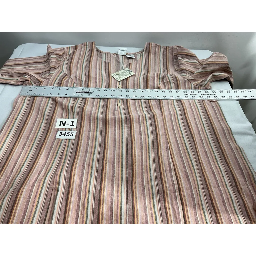 Womans Roamans 26 W Pink Striped 3/4 Sleeve 3/4 Button Up Pullover Blouse NWT Size 26W - Image 5