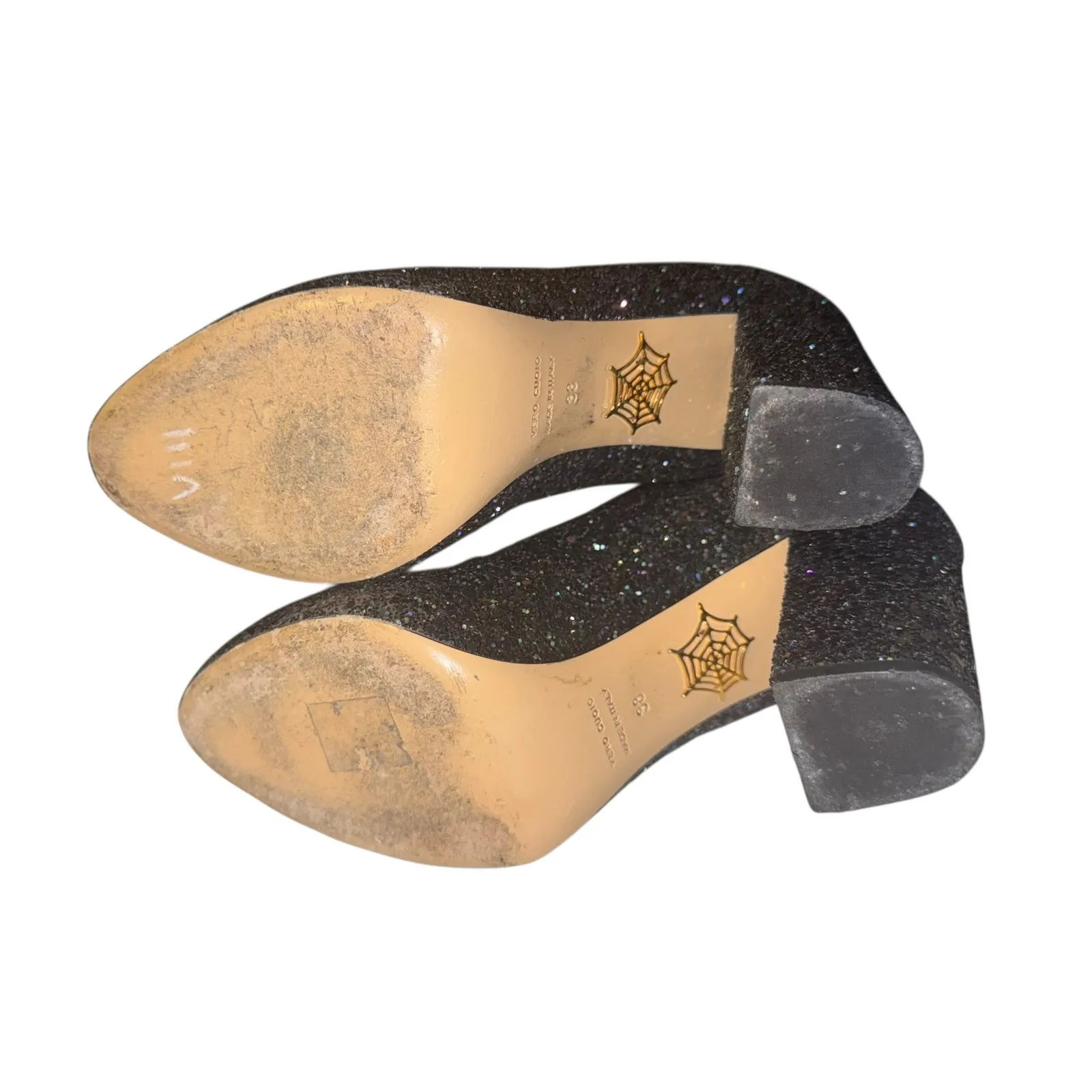 Charlotte Olympia Glitter Heel Ankle Boots Sz 7.5 Alba Made in Italy Glam Party - Image 5