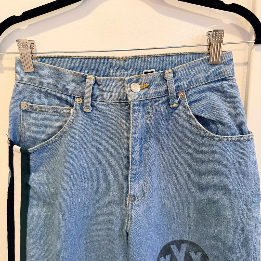 Tag Rag Vintage 90's High Rise Women's Jeans Green Black Stripe & Stamp Detail Blue Size undefined - Image 5