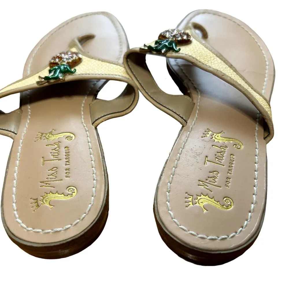 Miss Trish for Target Pineapple Rhinestone Flip Flop Sandal Womens Size 8 Green - Image 2