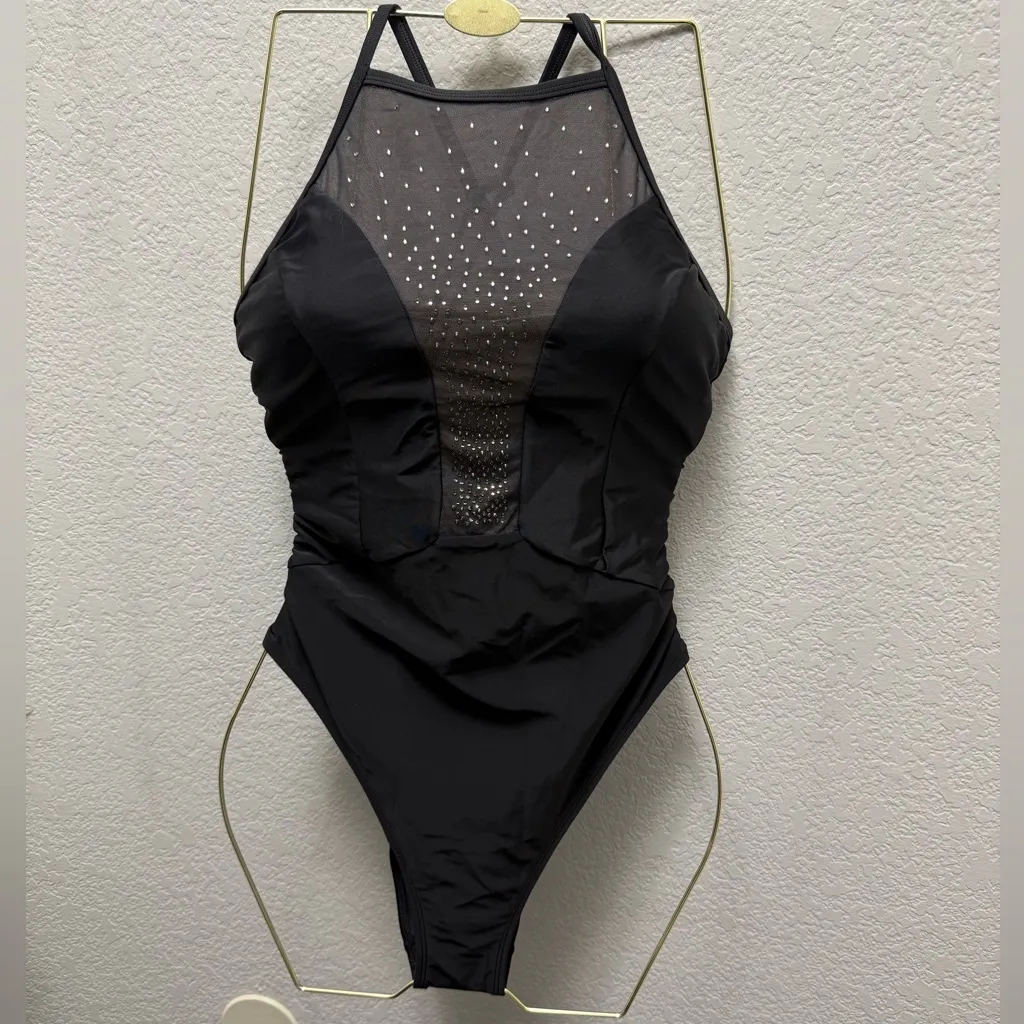 NWT L’Agence‎ Belle Shine One-Piece Swimsuit in Black Sz Large $275 - Image 7