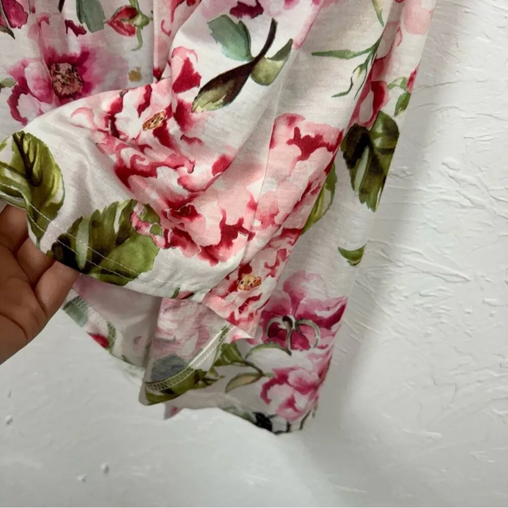 Show Me Your Mumu White Pink Floral Print Bath Robe Womens OS Romantic Girly - Image 7