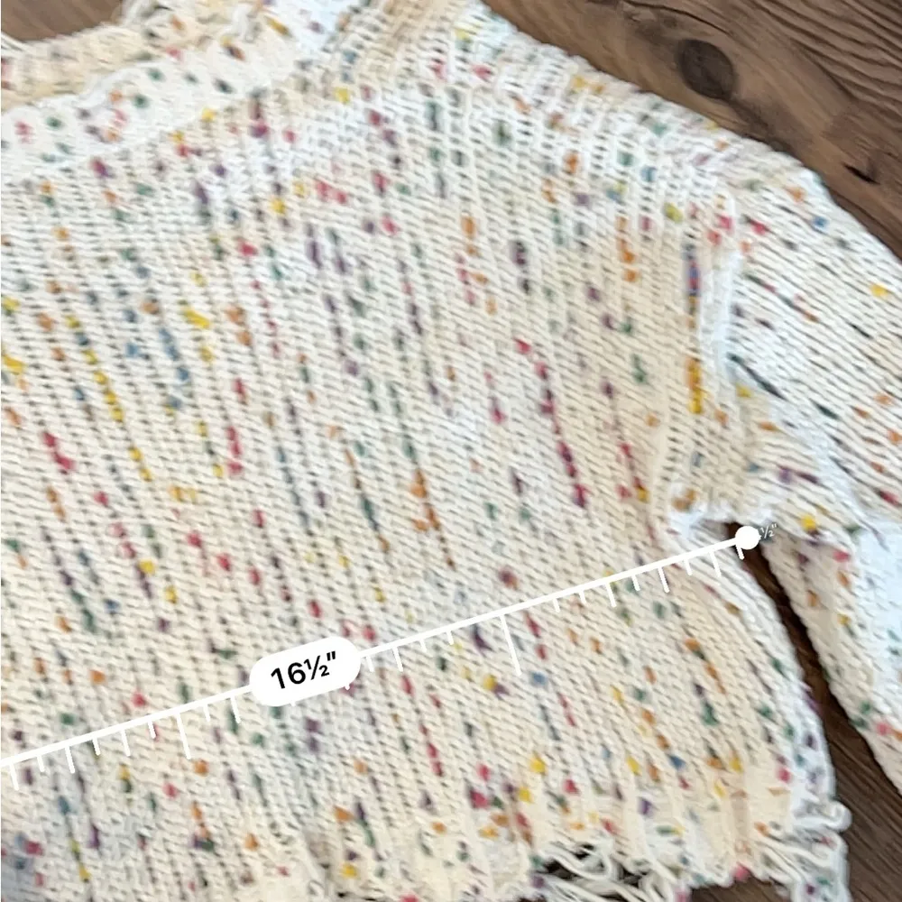 White cream chenille distressed colored sweater - Image 4