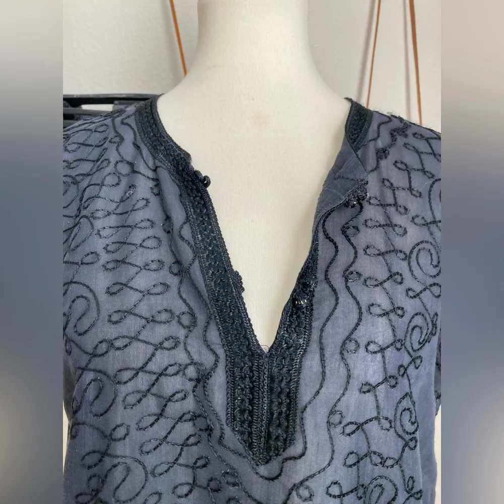 Mediterranean TradingCo Black Coverup Dress, Size Medium - Image 3