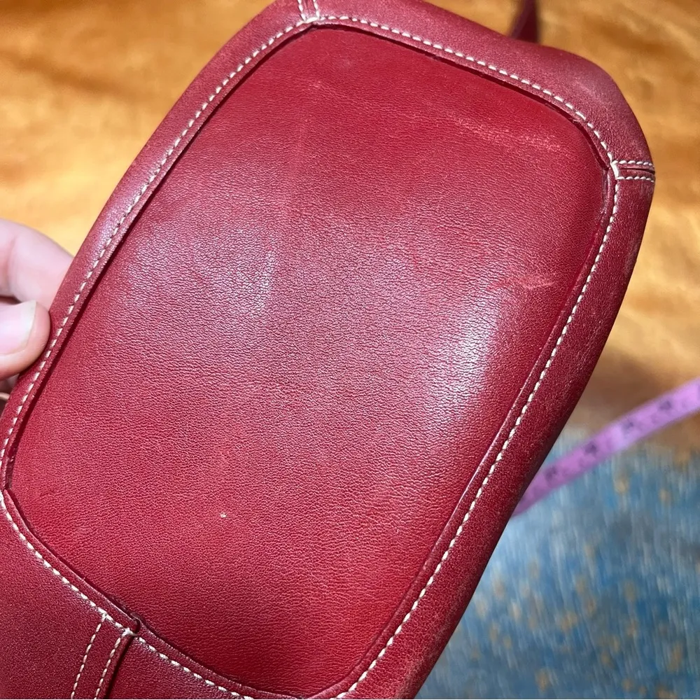 Vintage Coach legacy Soho Red Leather Shoulder Bucket Bag 9186 khaki monogram - Image 12