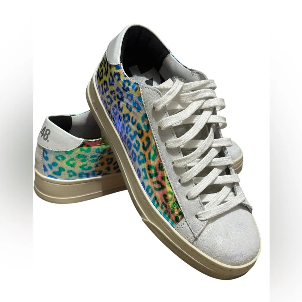 P448 Jack Leopard Hologram Sneakers 37/7 $298 Retail NEW - Image 5