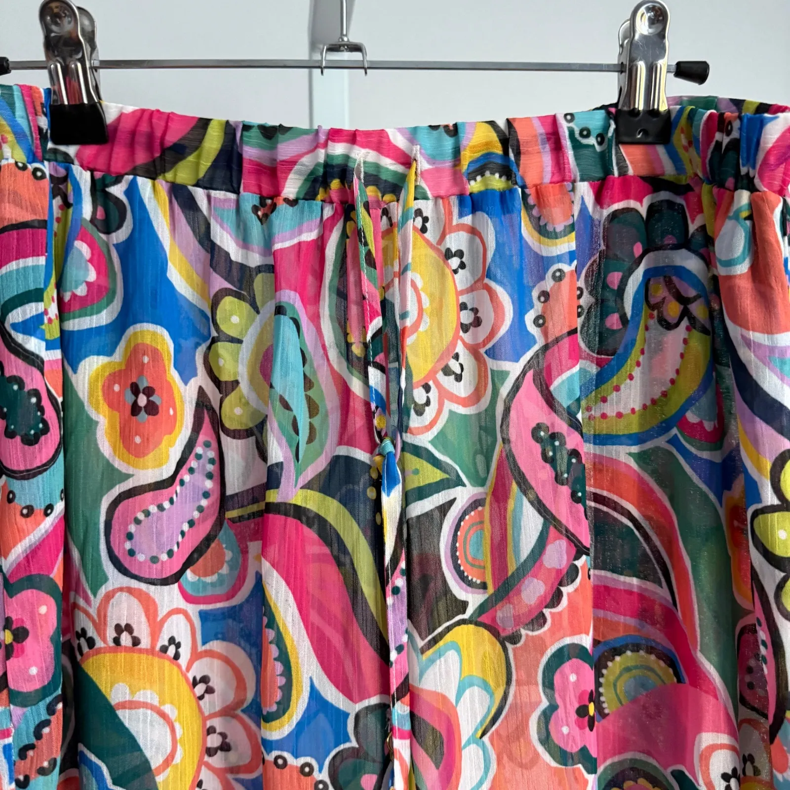 Bleu Rod Beattie sheer paisley ruffle wearable Art drawstring pants sz‎ S - Image 2