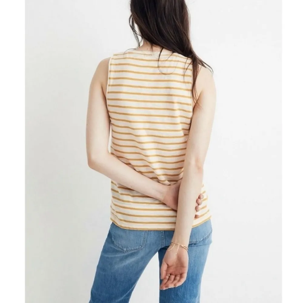 Madewell Whisper Cotton Pocket Tank in Baker Stripe - Image 2