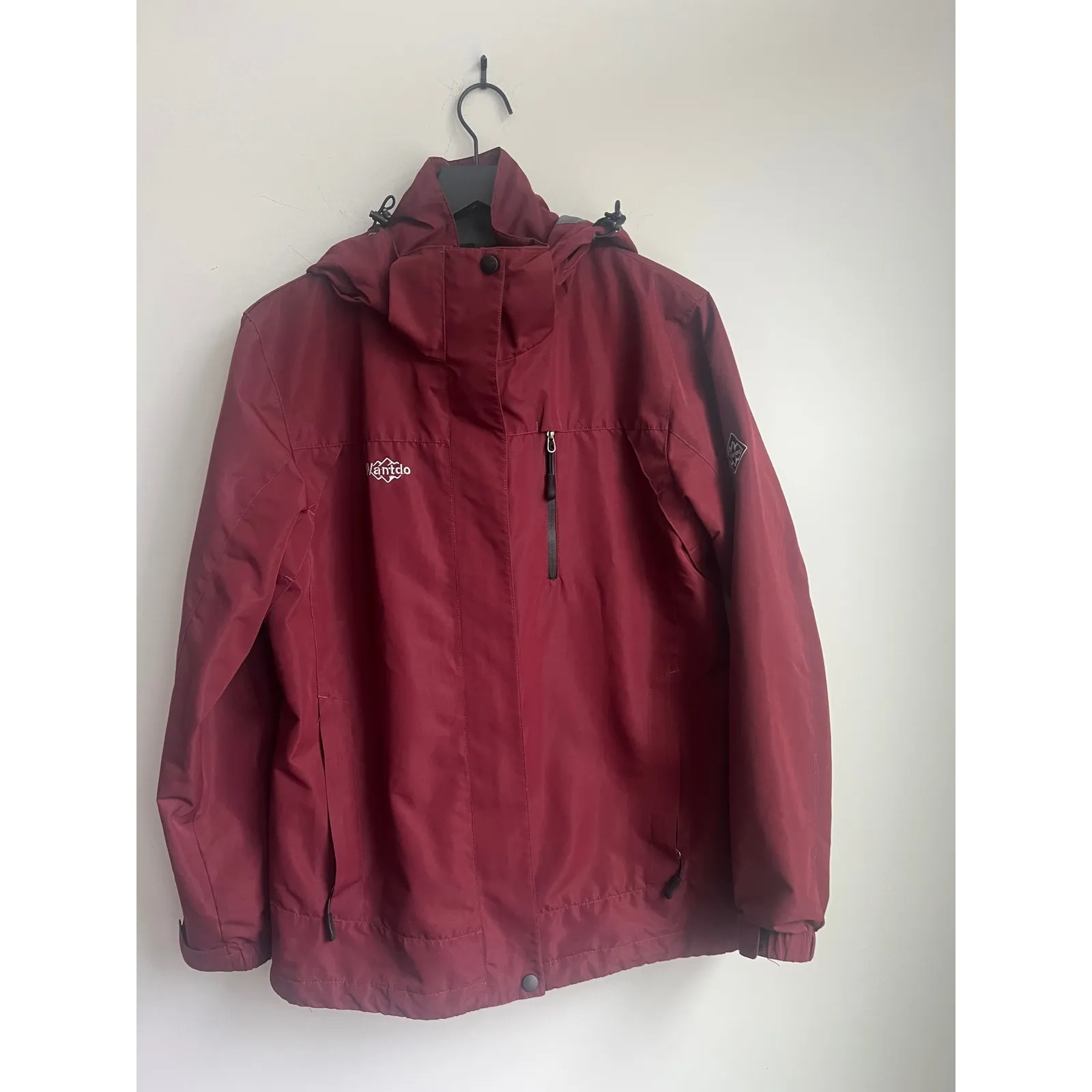 Wantdo‎ Jacket Womens Medium Maroon Hooded Rain Jacket Outdoor Hiking Travel Red - Image 6