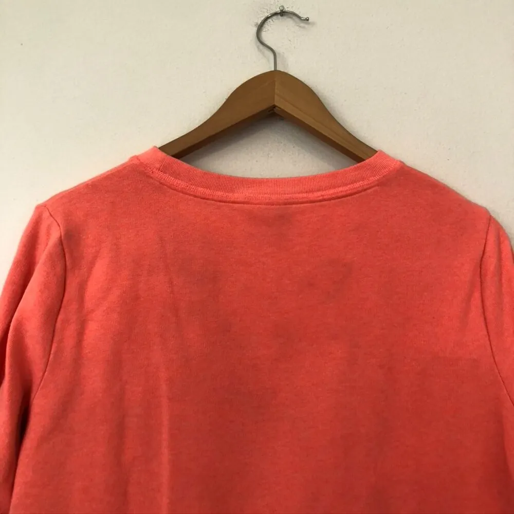 PINK VS VICTORIAS SECRET Neon Coral Orange PINK Stripe Crewneck Sweatshirt Small - Image 8