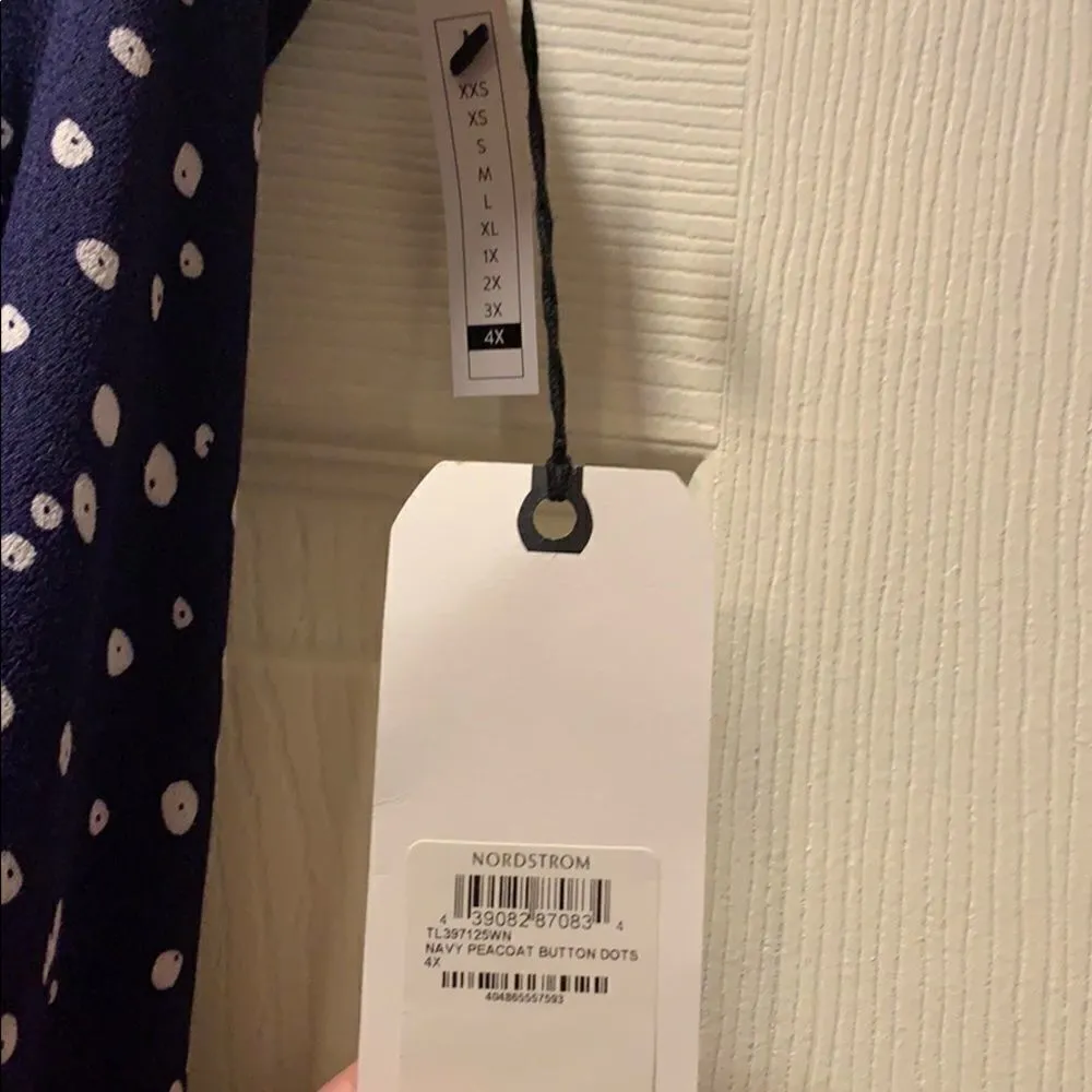 Leith Navy & White Peacoat Button Dots Skirt, NWT - Image 5