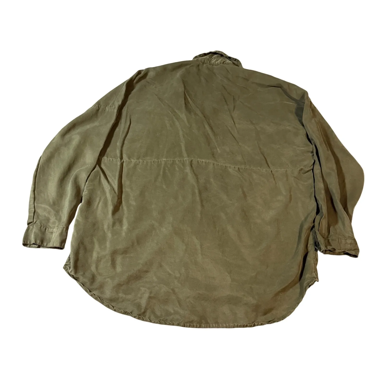 Zara x Trafaluc Size Small‎ Olive Green Lightweight Overshirt Long Sleeve Snap - Image 8