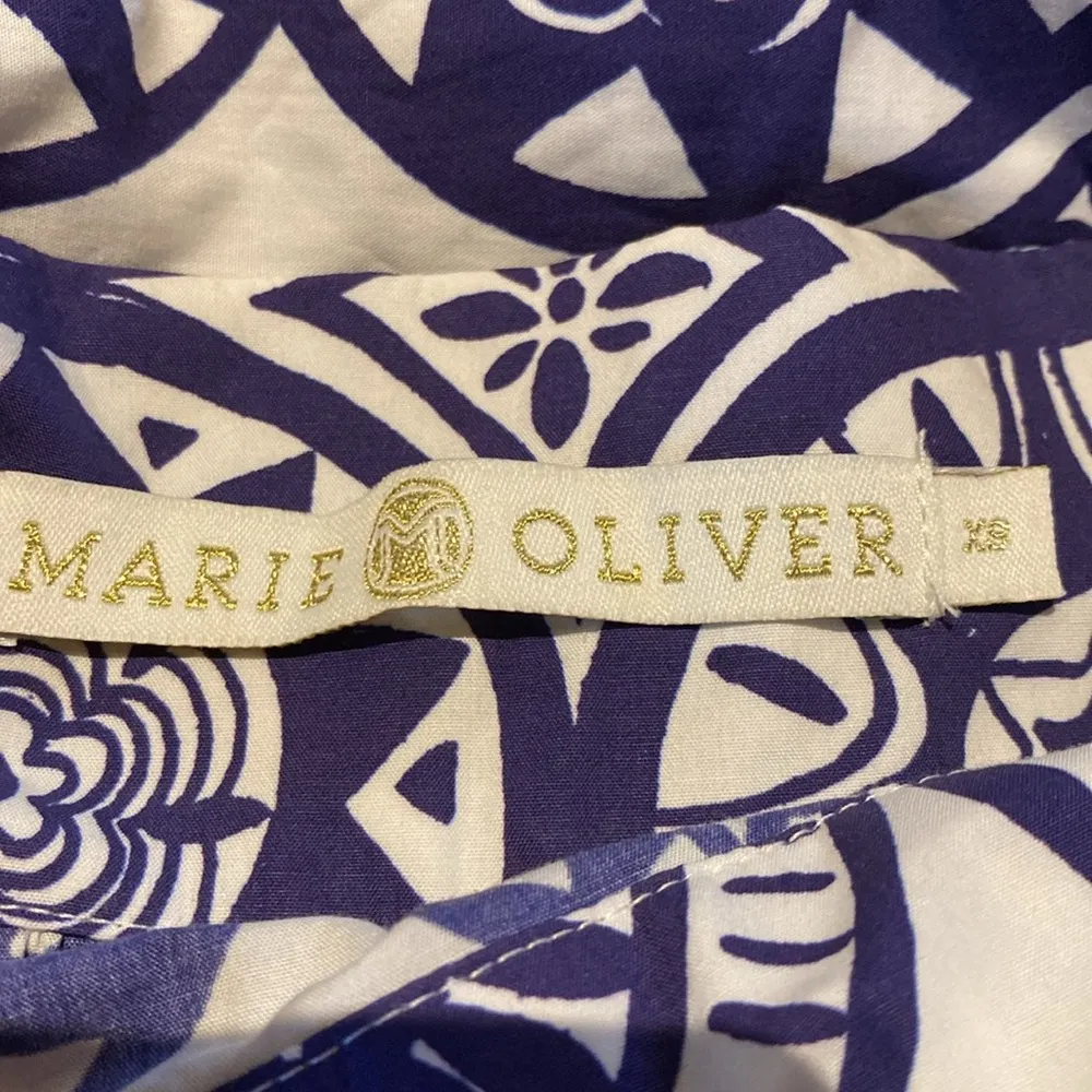 Marie Oliver Tanya True Wrap Poplin Midi Skirt Iris Coin Blue White Sz XS - Image 6