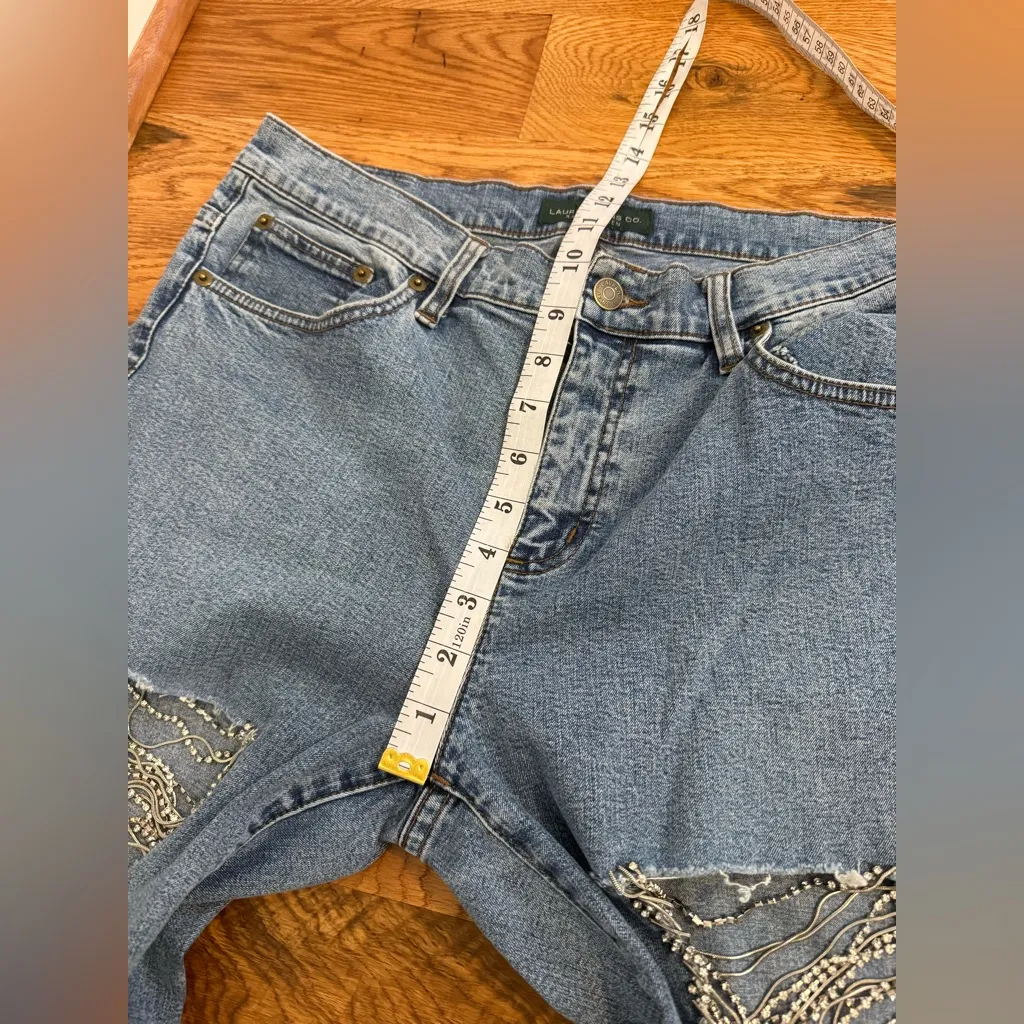 LRL Lauren Jeans Co. Ralph Lauren Classic Straight Embellished Bejeweled Jeans - Image 13