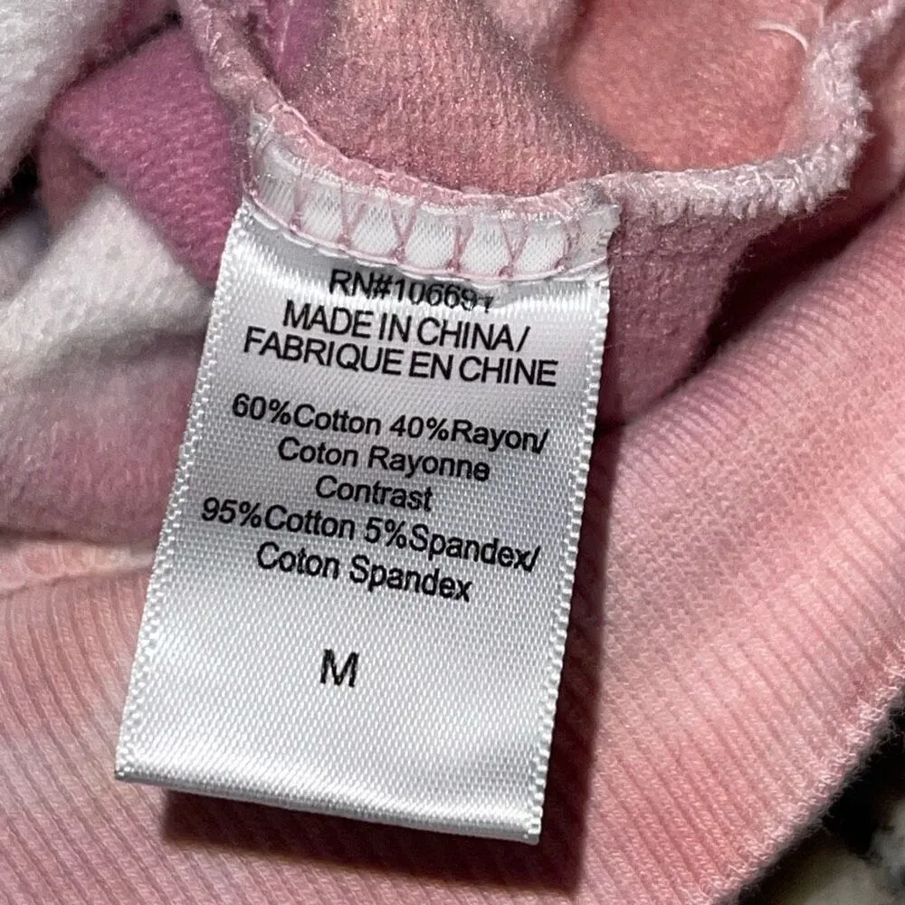 Young Fabulous & Broke Womens Full Zip Hoodie Cropped Medium‎ Pink Tie Dye - Image 6