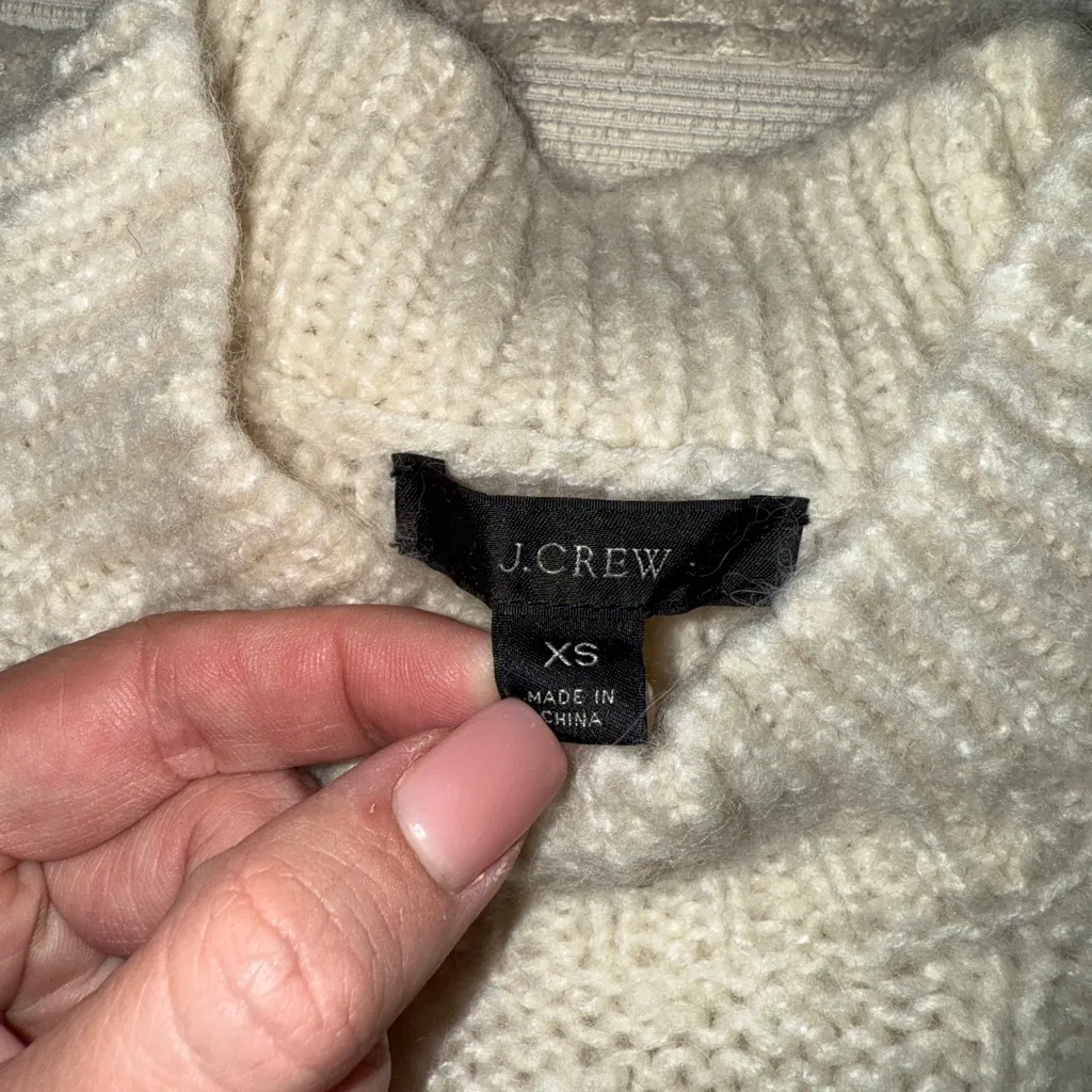 J. Crew Cable-knit Pointelle Sweater with Popcorn Flowers in Warm Ivory XS - Image 3