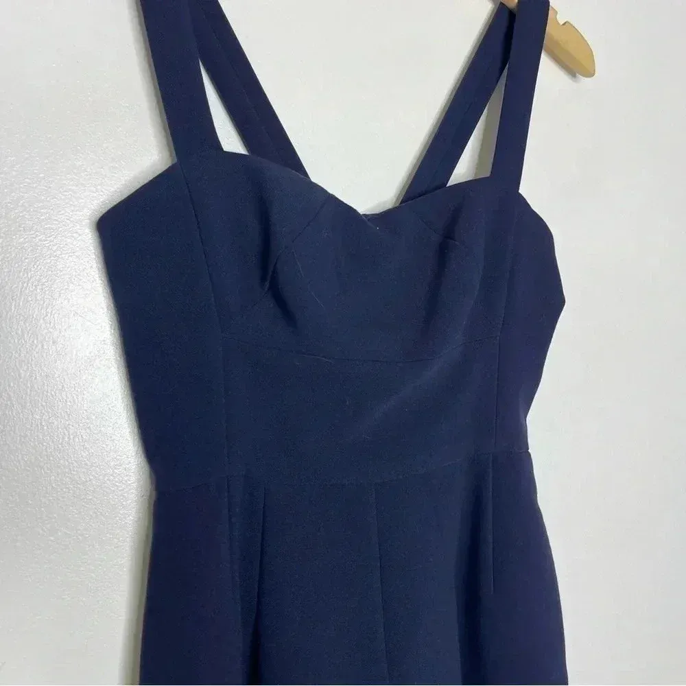 GAL MEETS GLAM Navy Nicole Sweetheart Crop Pants Jumpsuit Size 0 Petite - Image 5