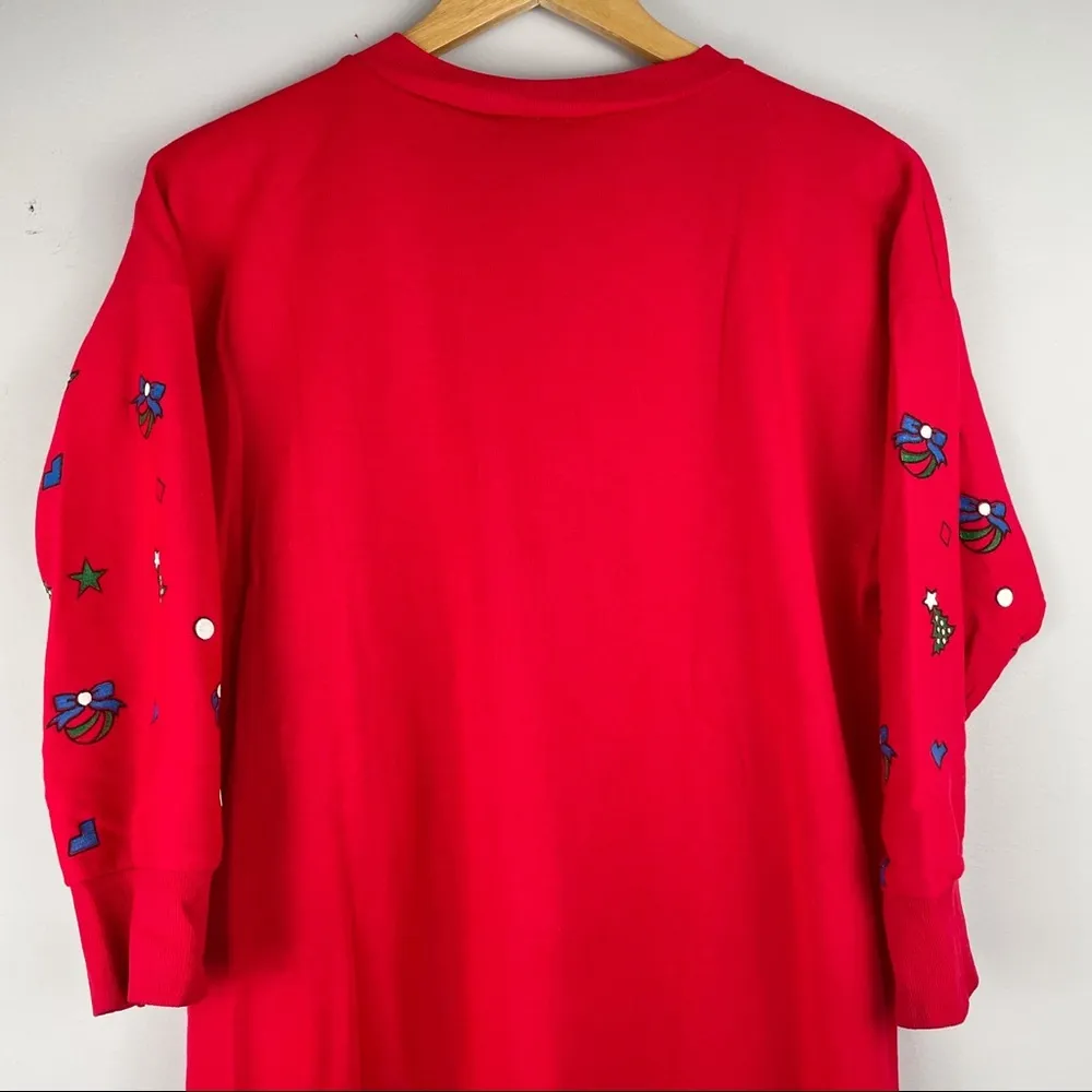 Vintage Christmas Sweater Tunic Dress Snowmen Red Size undefined - Image 3