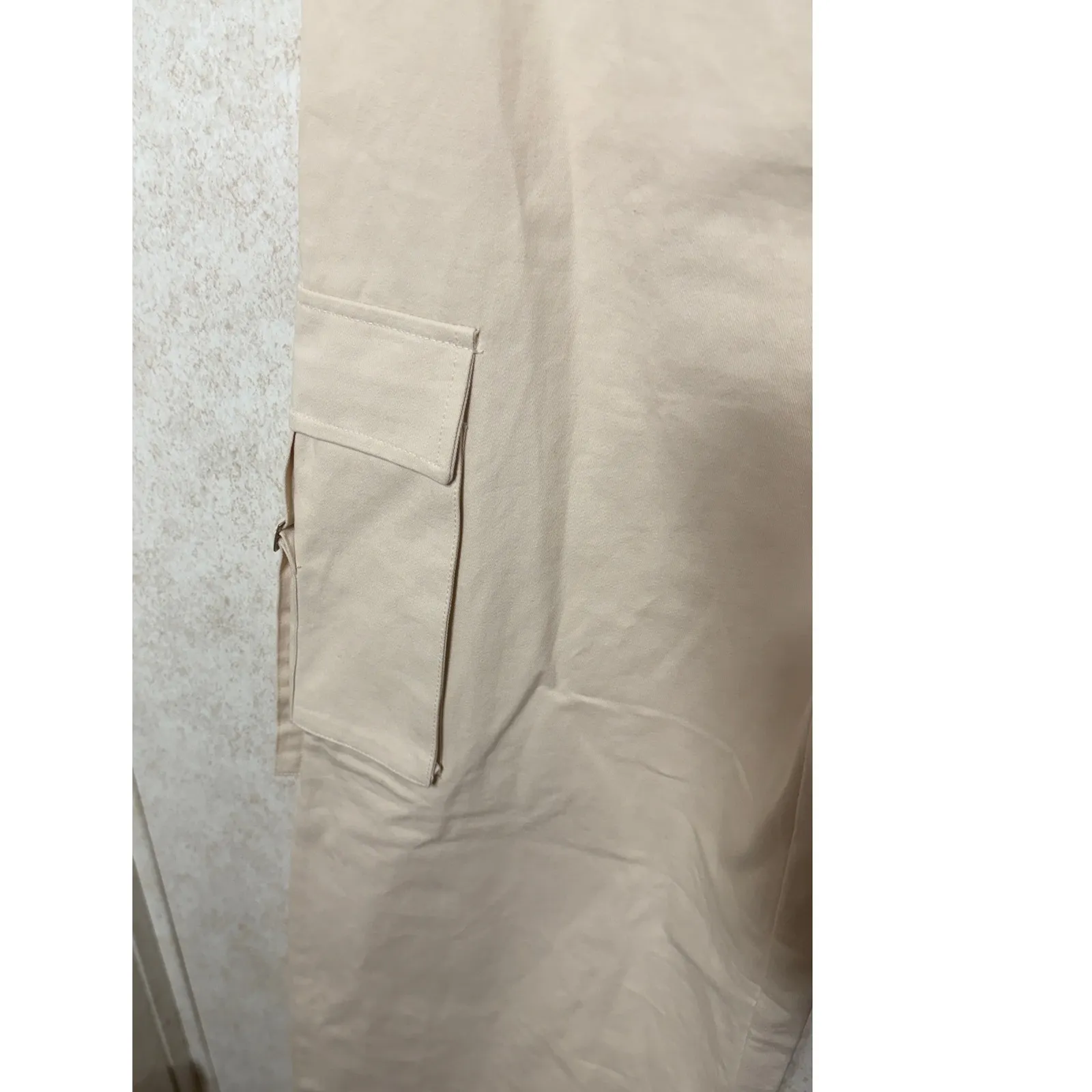 Audrey Parks Francesca's NWT Cargo Strapless Wide Leg Jumpsuit Jumper Pants L Tan Size L - Image 6