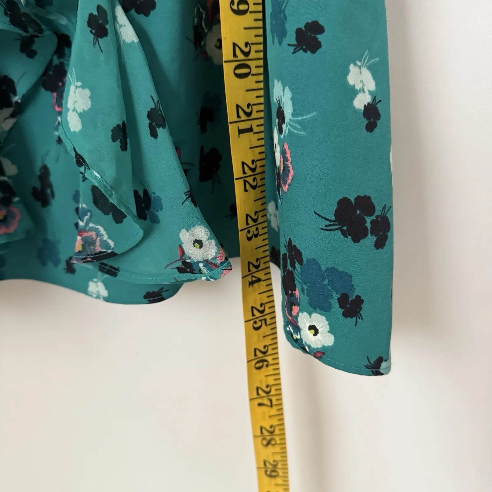 LC Lauren Conrad Cami Tank Racer Back Lace Ruffle Teal Floral Cottagecore Top XS - Image 8