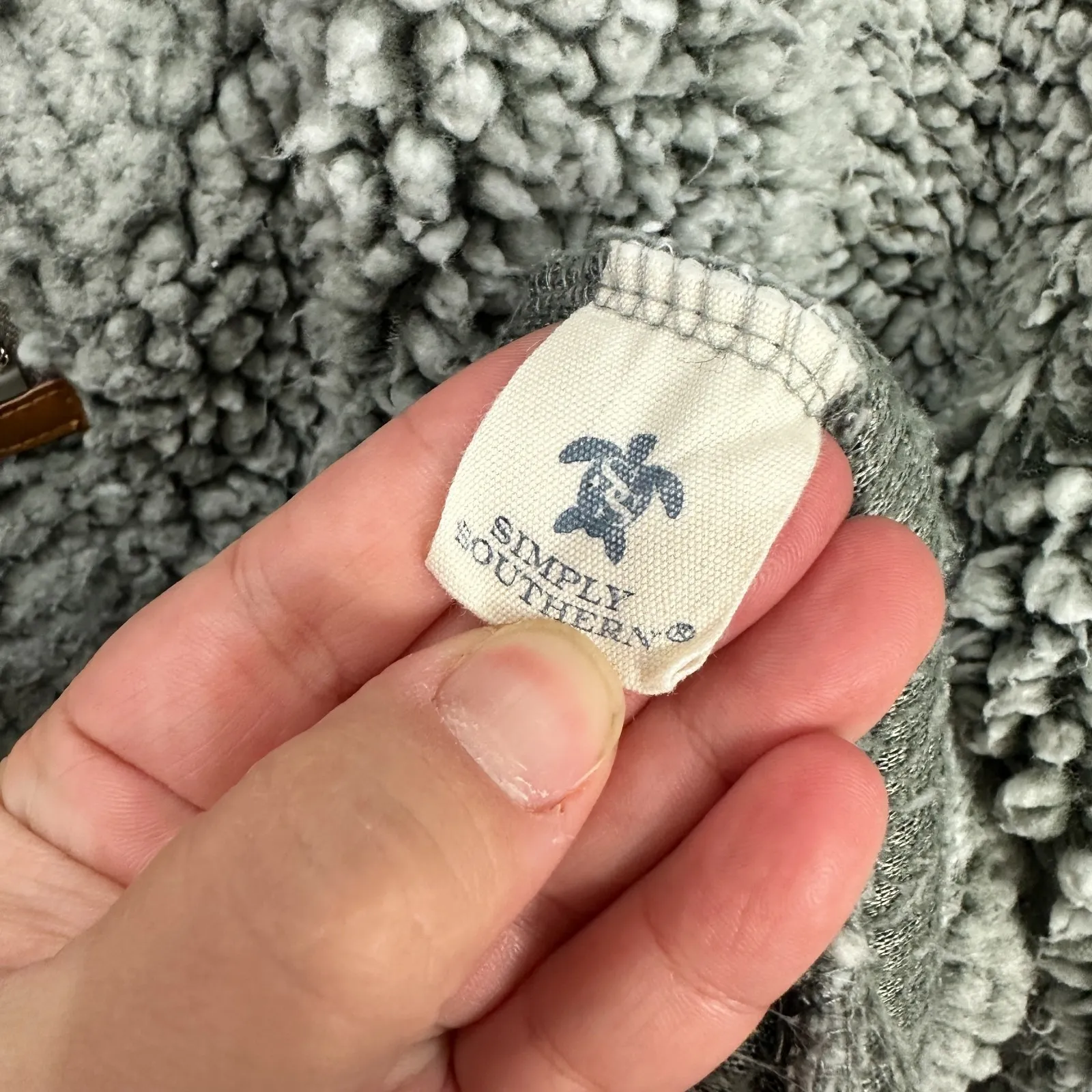 Simply Southern Sherpa Pullover L Gray Fleece Quarter Zip Cozy Preppy Granola - Image 4