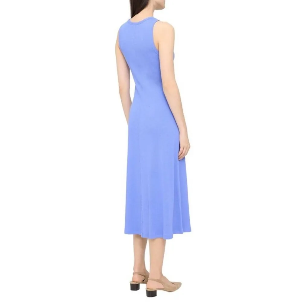 THEORY Racer Tank Compact Ribbed Midi Dress Blue Size XLarge Stretch Modal - Image 2
