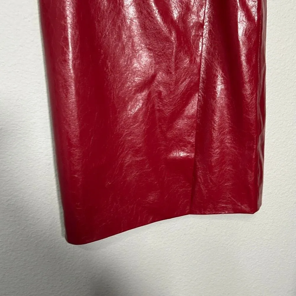 NEW J.Crew Collection Wrap Midi Skirt Faux Patent Leather Sangria Red Size 0 XS - Image 8