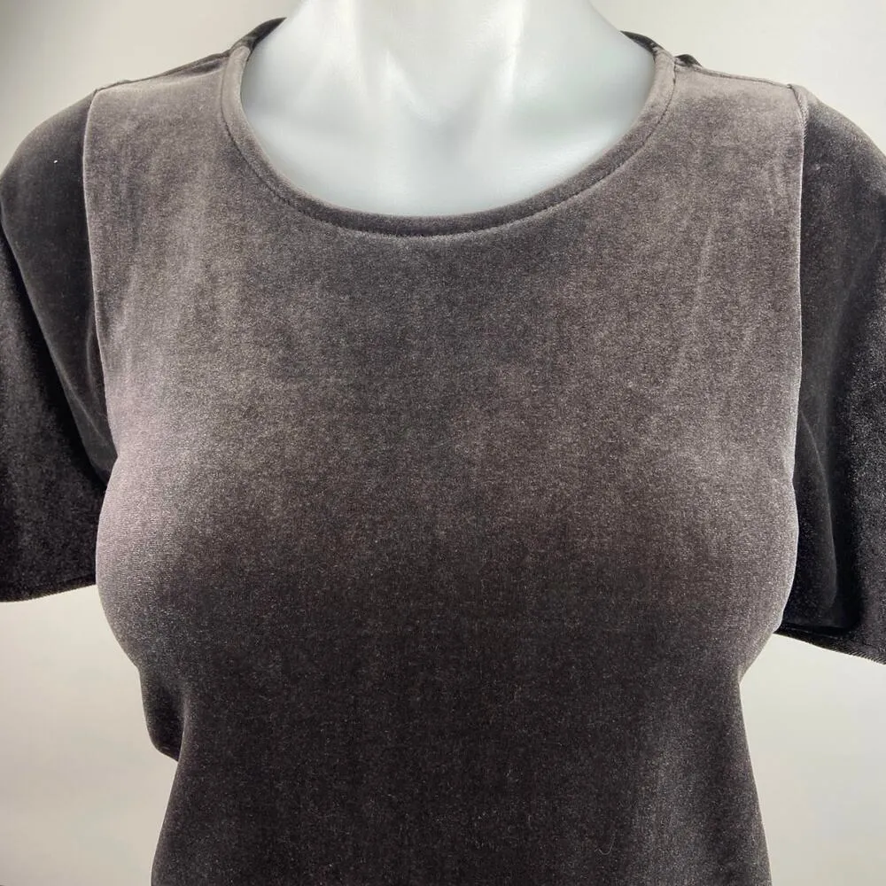 Madewell NWT Grey Brown Velvet Velour Flutter Sleeve Butterfly Blouse Top Sz XS - Image 4