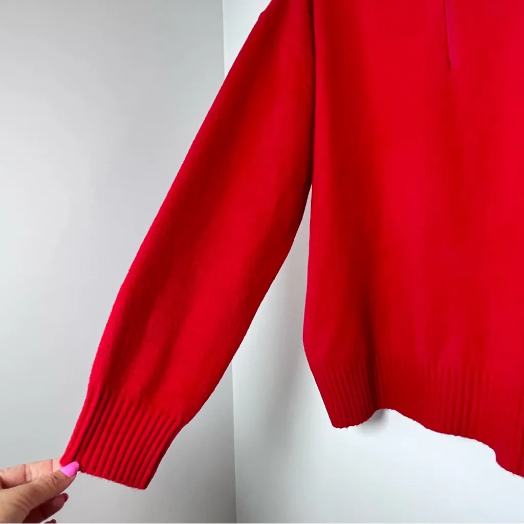 Eddie Bauer Alpine Route Essential Red Sweater 1/4 Zip Mock Neck Size Large - Image 3
