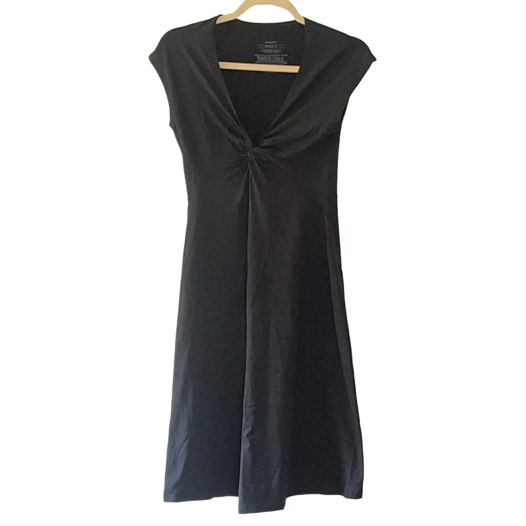 Patagonia Bandha Black V-Neck Twist Cap Sleeve‎ Dress Sz S - Image 2