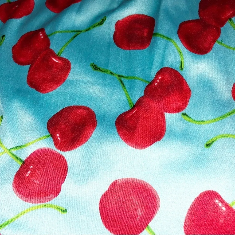 Teeze Me Blue and Red Cherry Strapless Dress Size 9 - Image 8