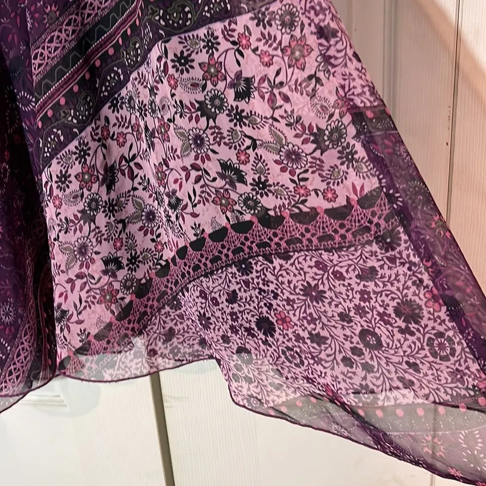 Luna Chix Purple Pattern Block Floral Asymmetrical Hemline Skirt Large Jrs L Size undefined - Image 7