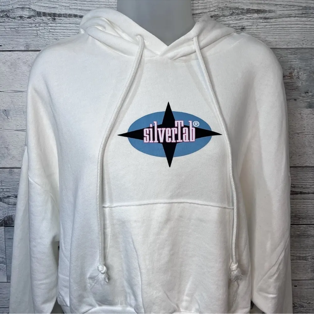 Levi's Silvertab Sweatshirt Hoodie Pullover NWT Size M White Cropped - Image 4