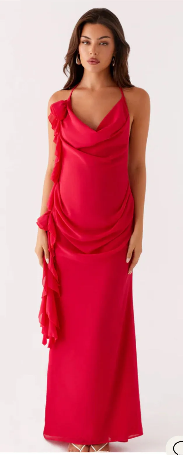 open lace back dress Lovelust Halterneck Maxi Dress main image 0