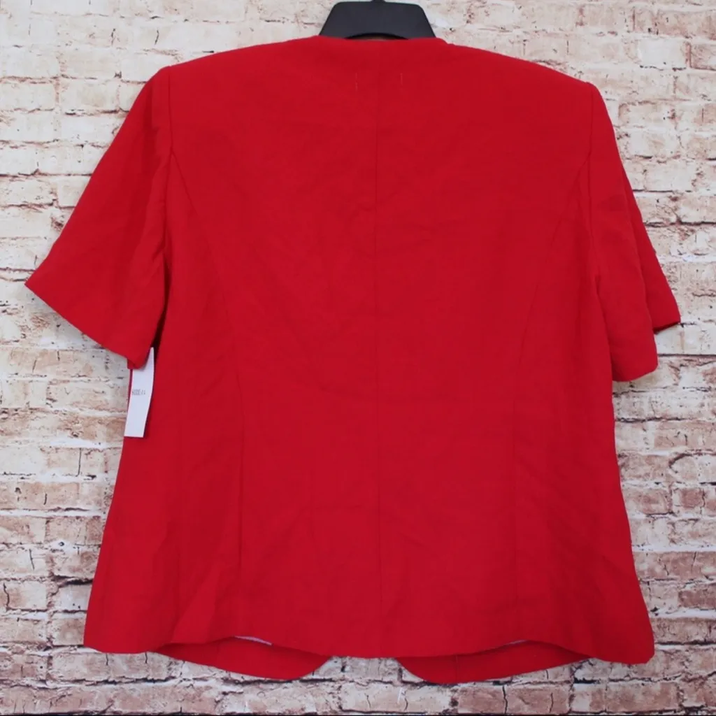 Denim & Co. Vibrant Red Short Sleeve Blazer Single Button Size XL - Image 5