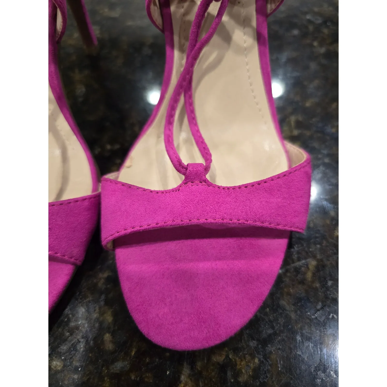 Marc Fisher Heels Women's Size 7 Pink Suede Lace Up Strappy Stiletto High Heel - Image 9