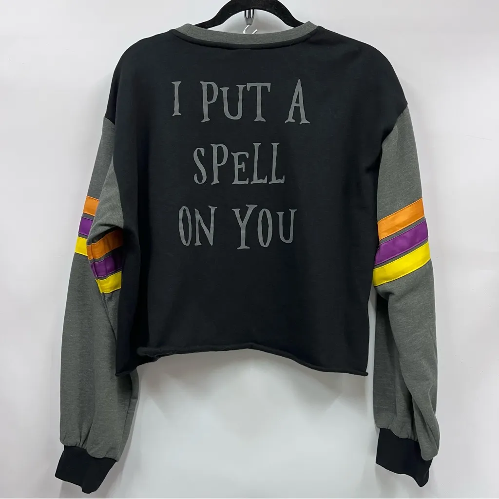 Spirit Disney Hocus Pocus xl Black Gray long sleeve cropped embroidered Sweater - Image 9
