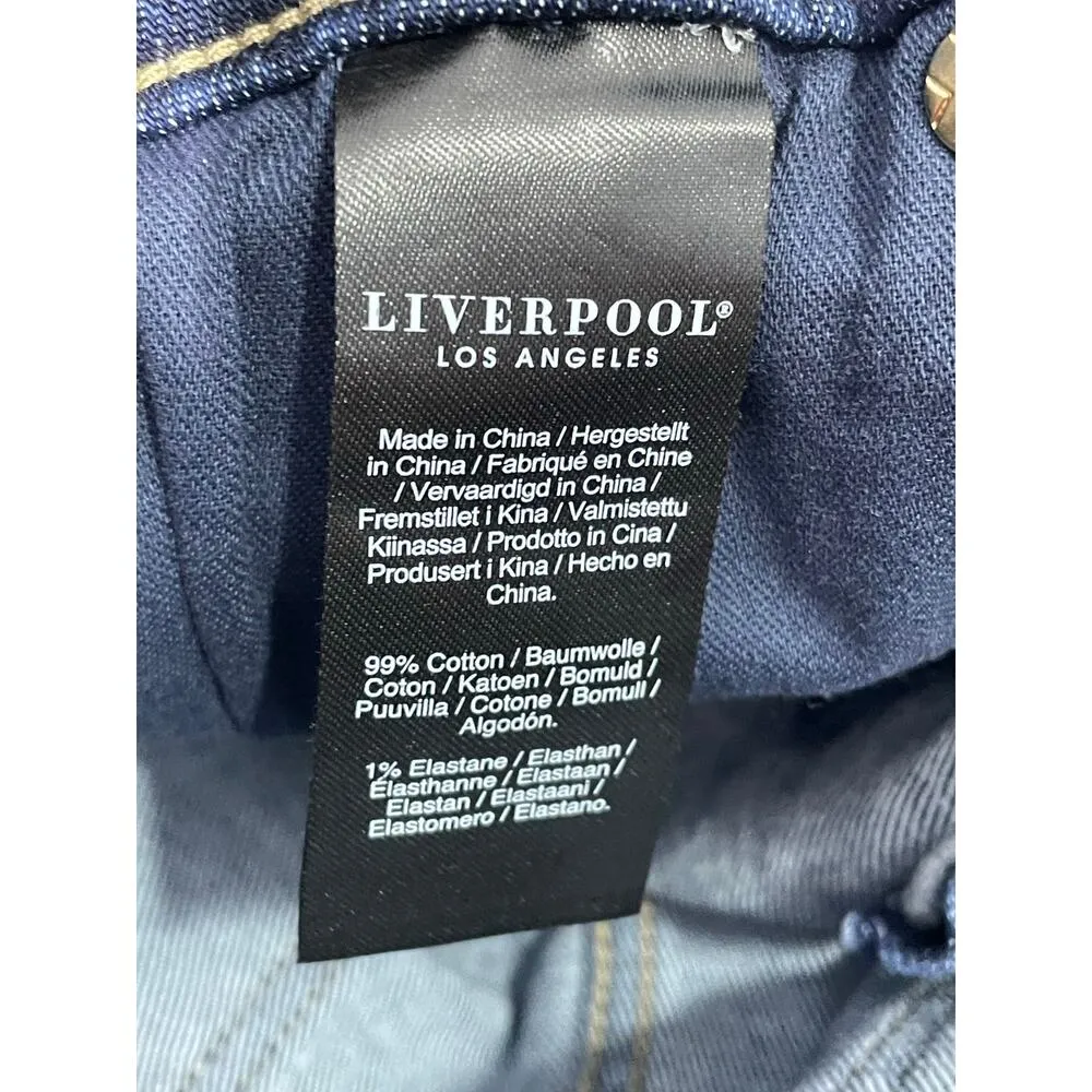 Liverpool Cutoff Jean Shorts Size 6/28 High Rise Stretch Festival Hippie Jorts Blue - Image 5