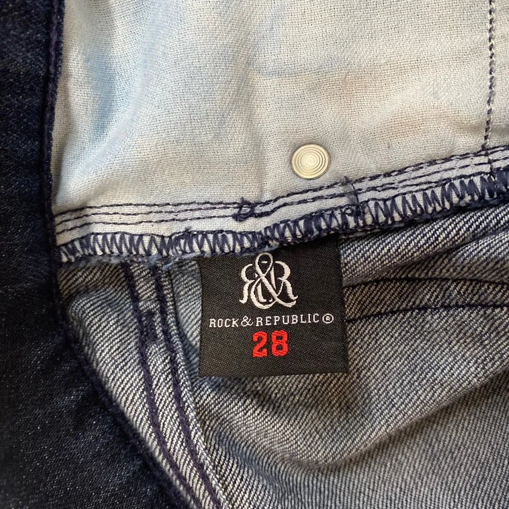 Rock & Republic Womens Size 28 Low Rise Straight Leg Blue Denim Jeans - Image 3