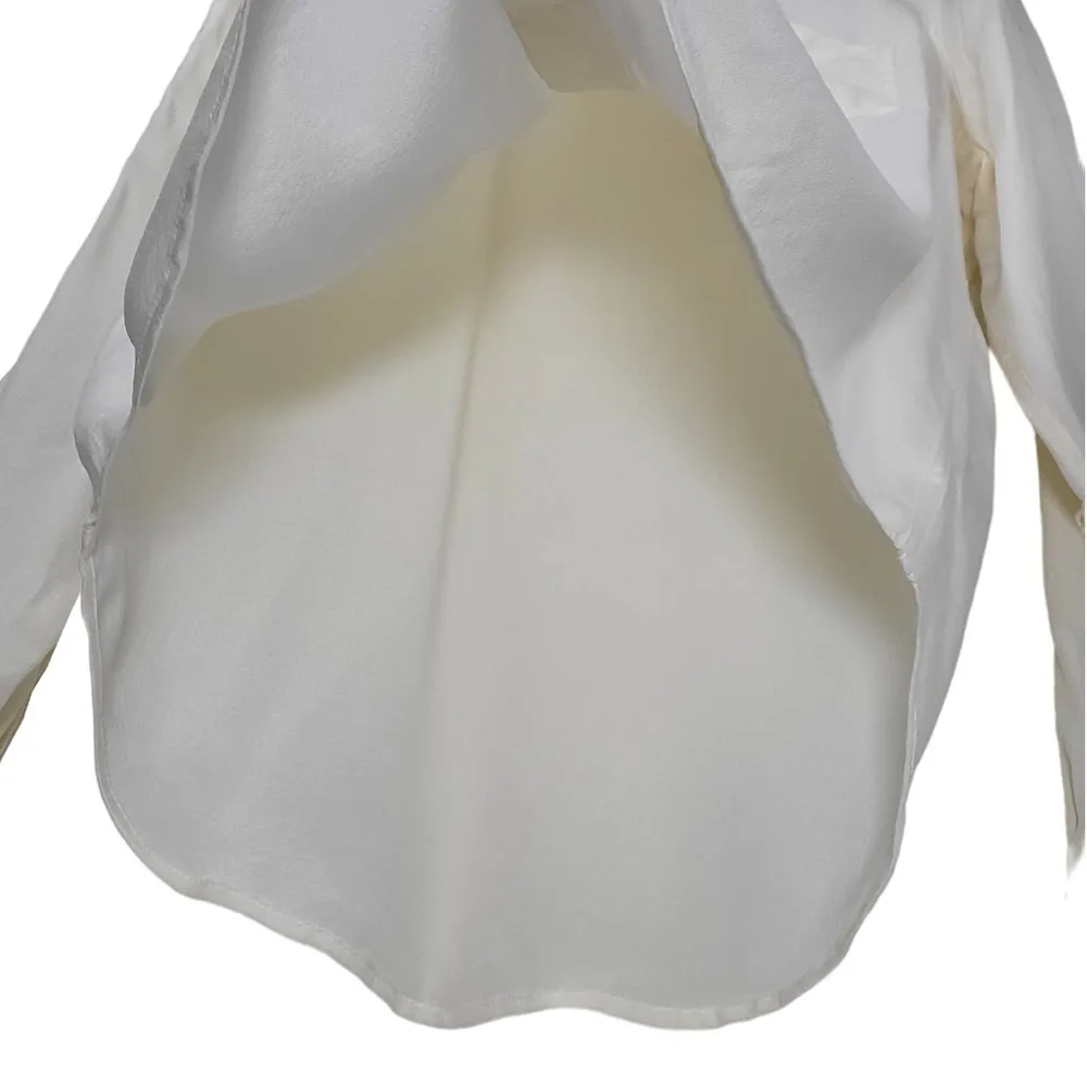 Equipment Femme Silk Floral Cut Out Embroidered Sleeves Button Up Top in Ivory - Image 5