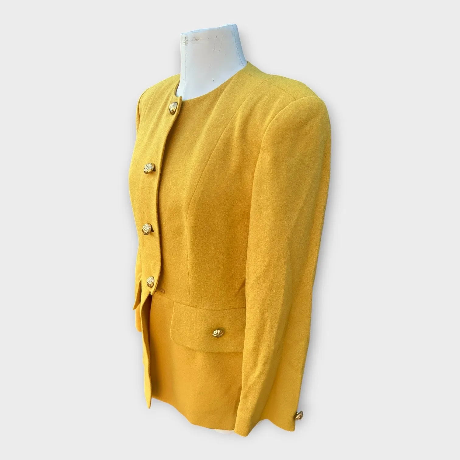 Vintage Lillie Rubin Blazer Mustard Yellow with Gold Buttons size 14 Chic Classy - Image 10